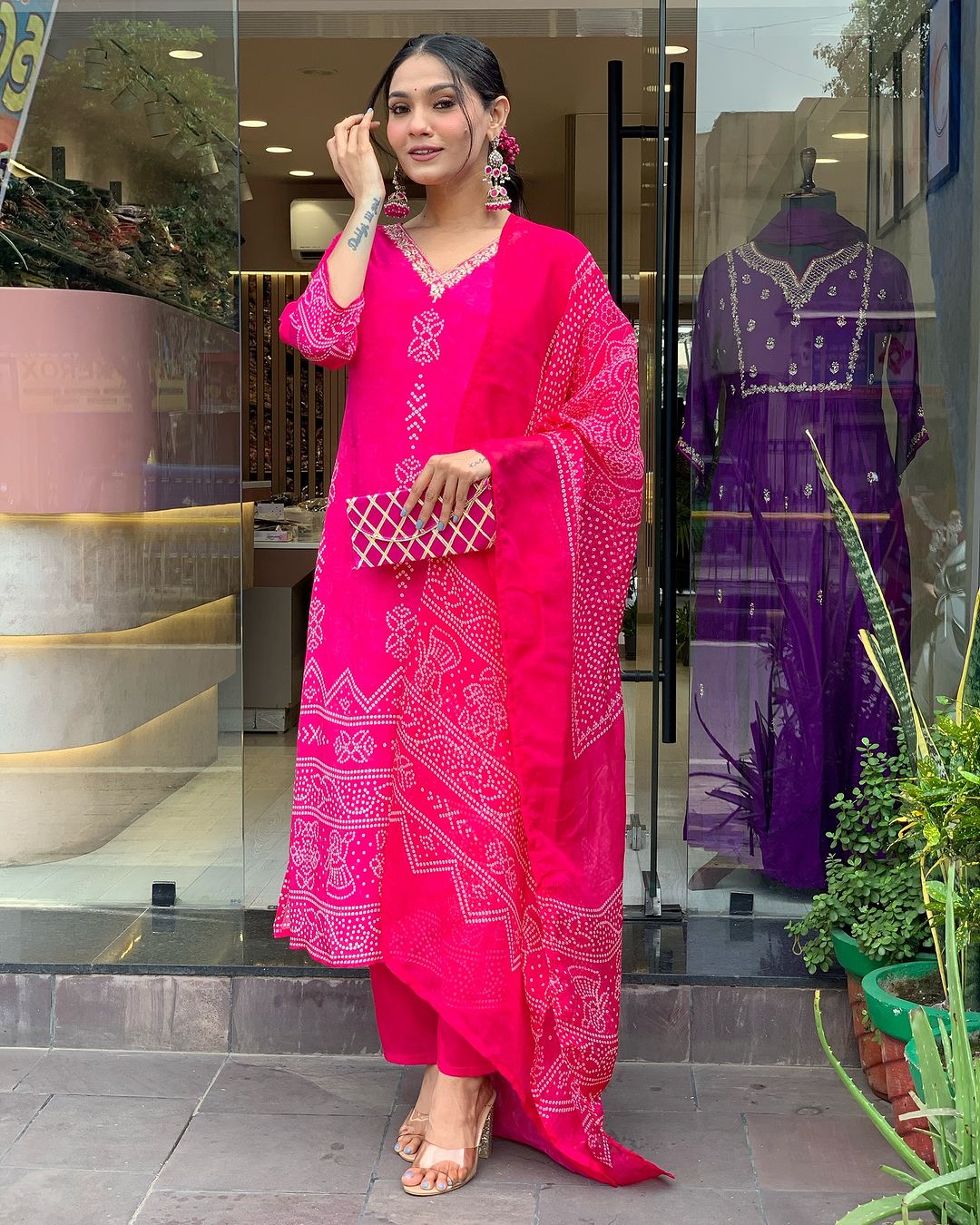 Crepe Chinon Festive Kurti Set