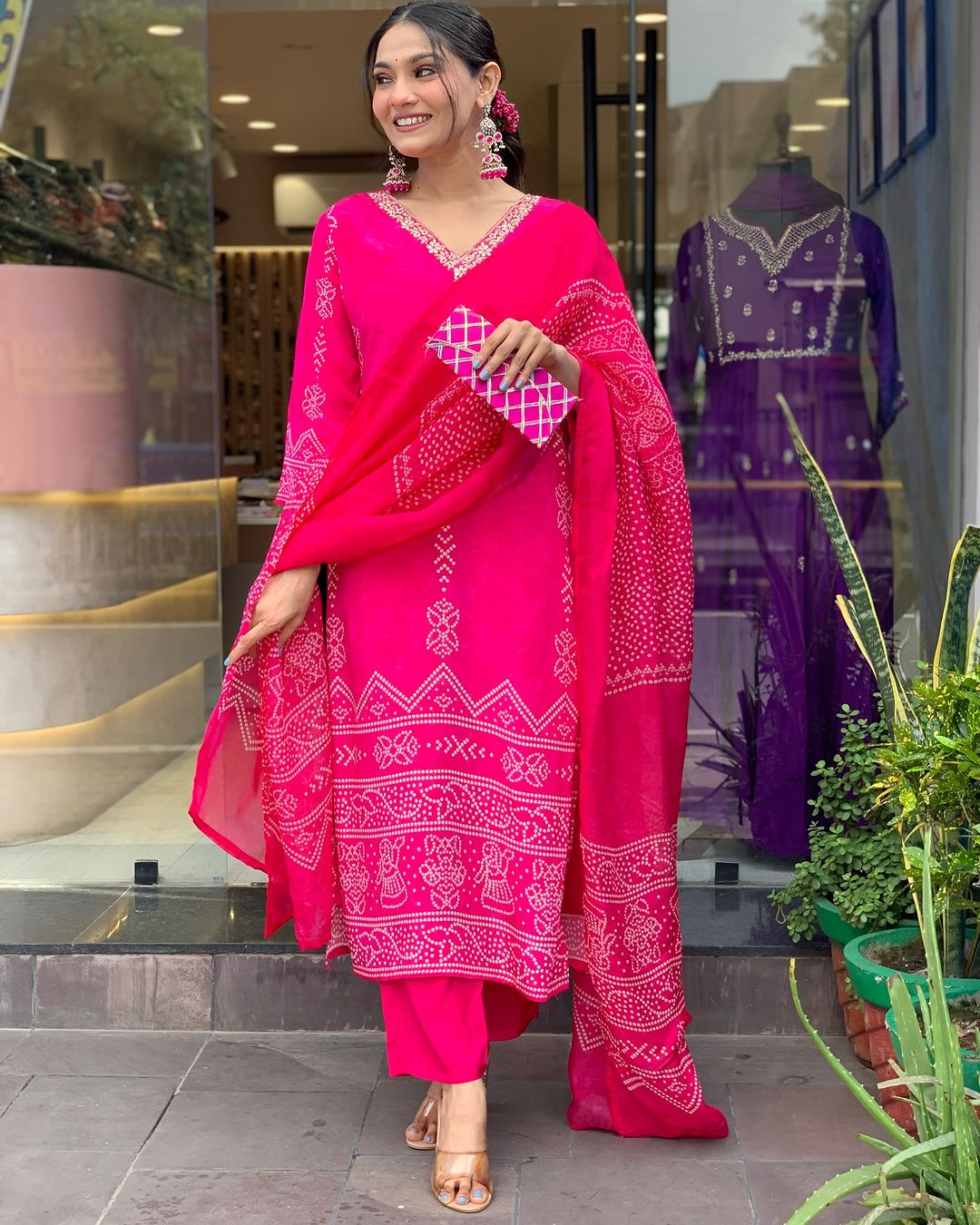 Crepe Chinon Festive Kurti Set