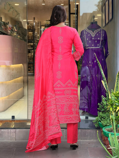Crepe Chinon Festive Kurti Set