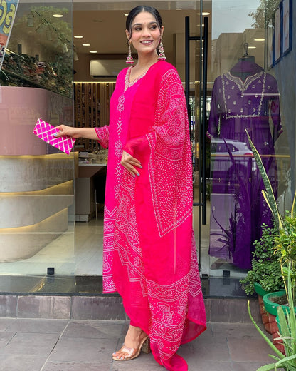Crepe Chinon Festive Kurti Set