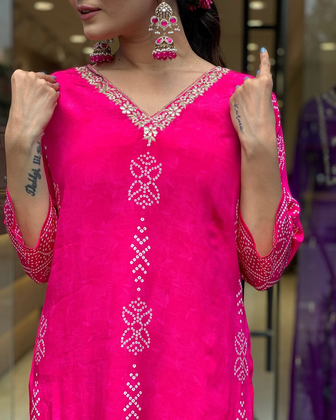 Crepe Chinon Festive Kurti Set