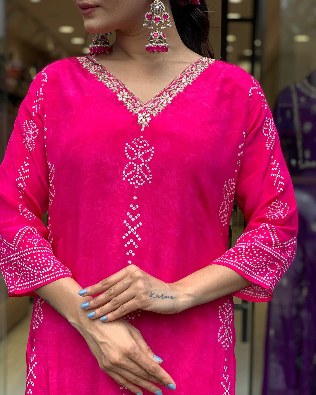 Crepe Chinon Festive Kurti Set