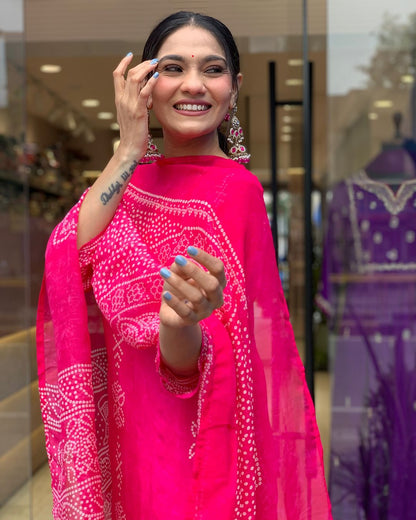 Crepe Chinon Festive Kurti Set