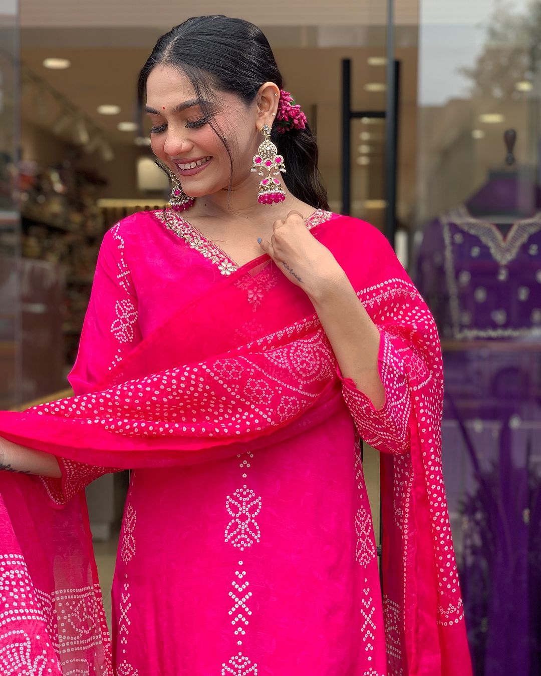 Crepe Chinon Festive Kurti Set