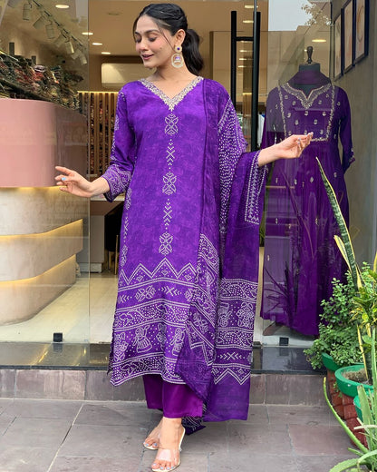 Crepe Chinon Festive Kurti Set