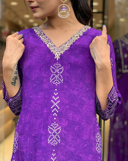 Crepe Chinon Festive Kurti Set