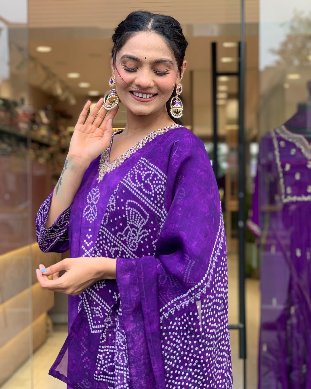 Crepe Chinon Festive Kurti Set
