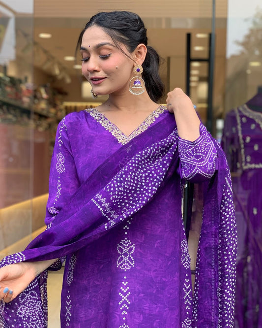 Crepe Chinon Festive Kurti Set
