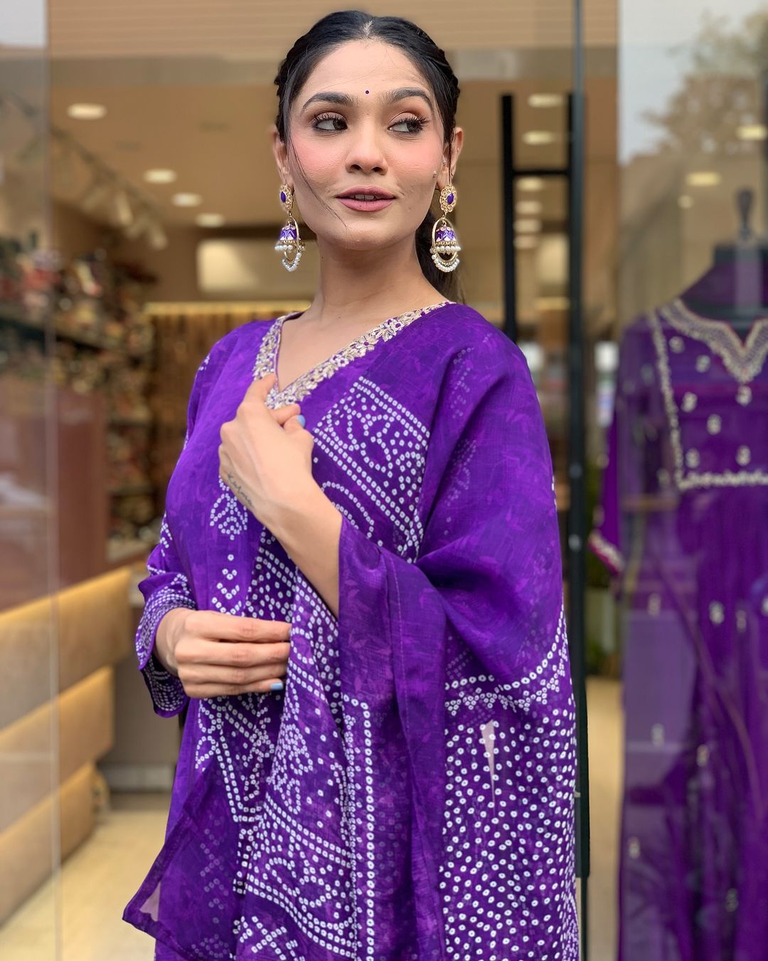 Crepe Chinon Festive Kurti Set