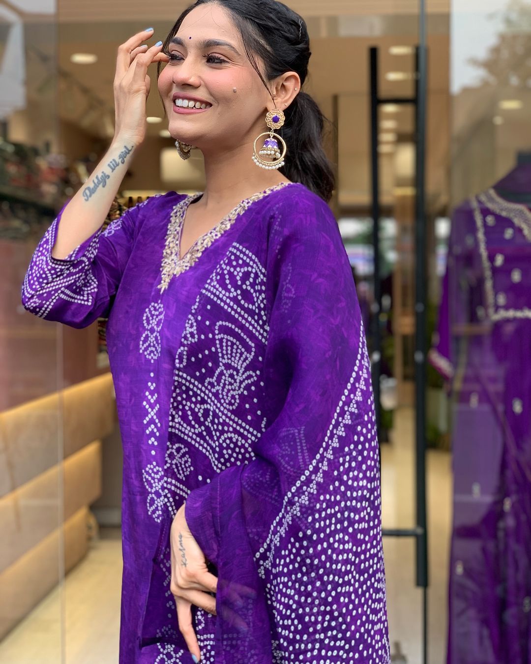Crepe Chinon Festive Kurti Set