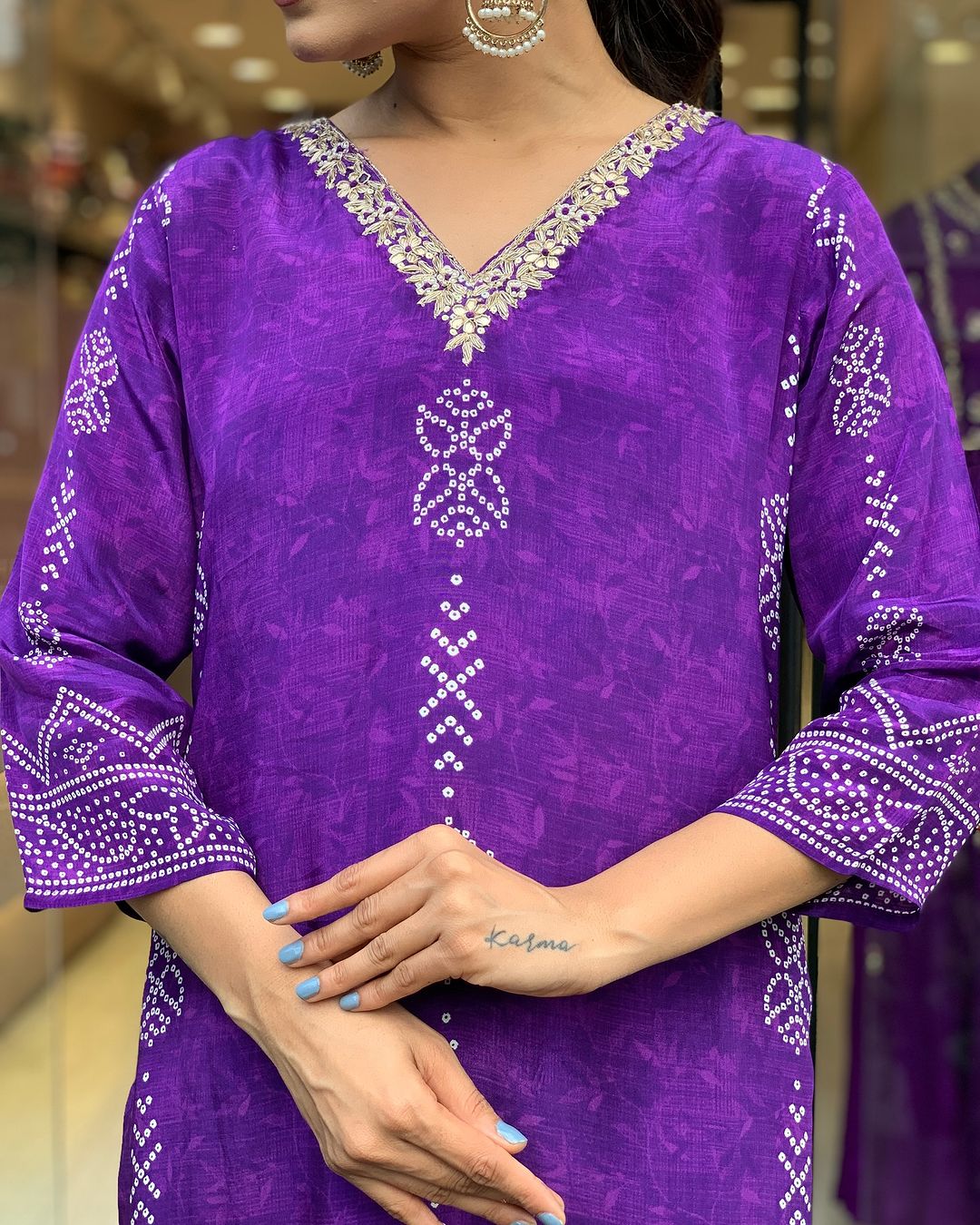 Crepe Chinon Festive Kurti Set