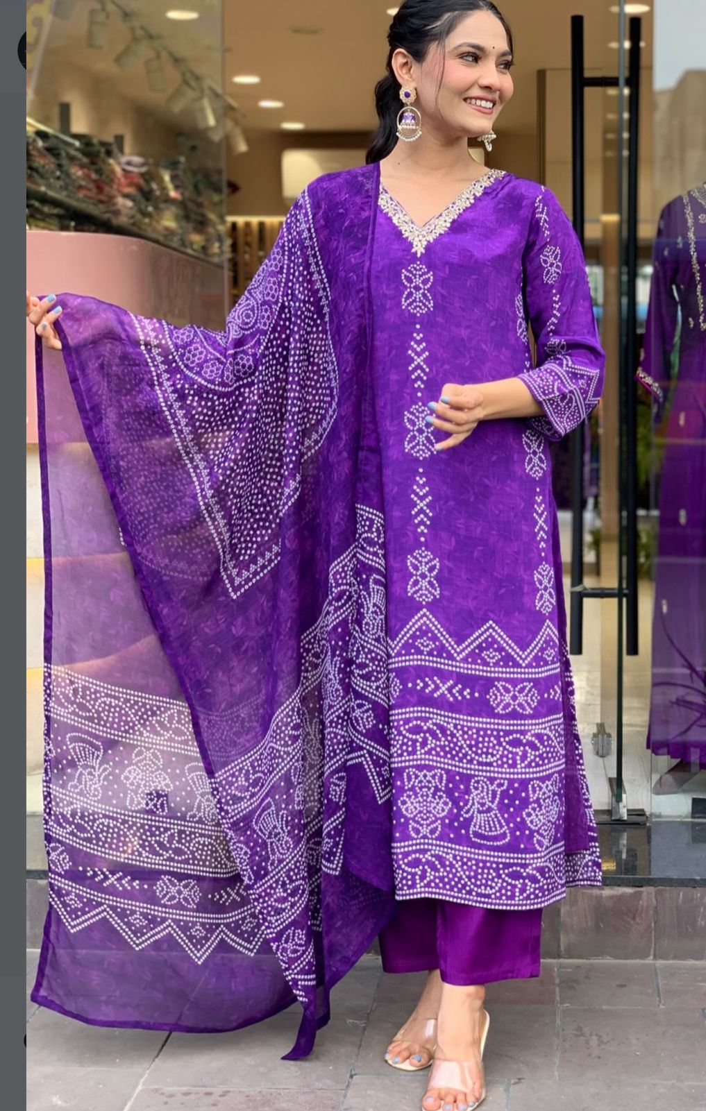 Crepe Chinon Festive Kurti Set