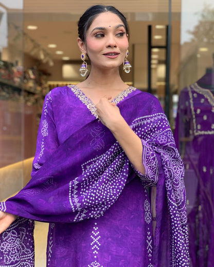 Crepe Chinon Festive Kurti Set