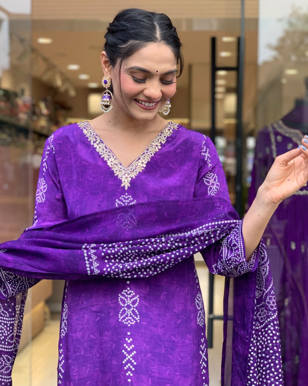 Crepe Chinon Festive Kurti Set