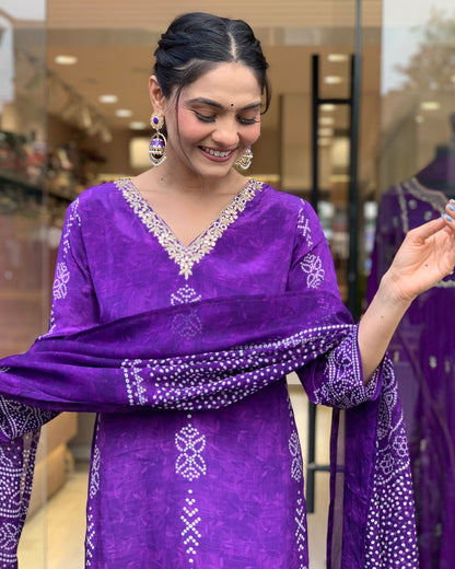 Crepe Chinon Festive Kurti Set