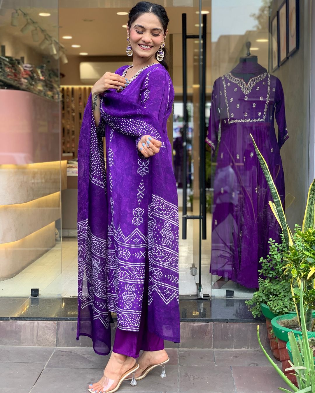 Crepe Chinon Festive Kurti Set