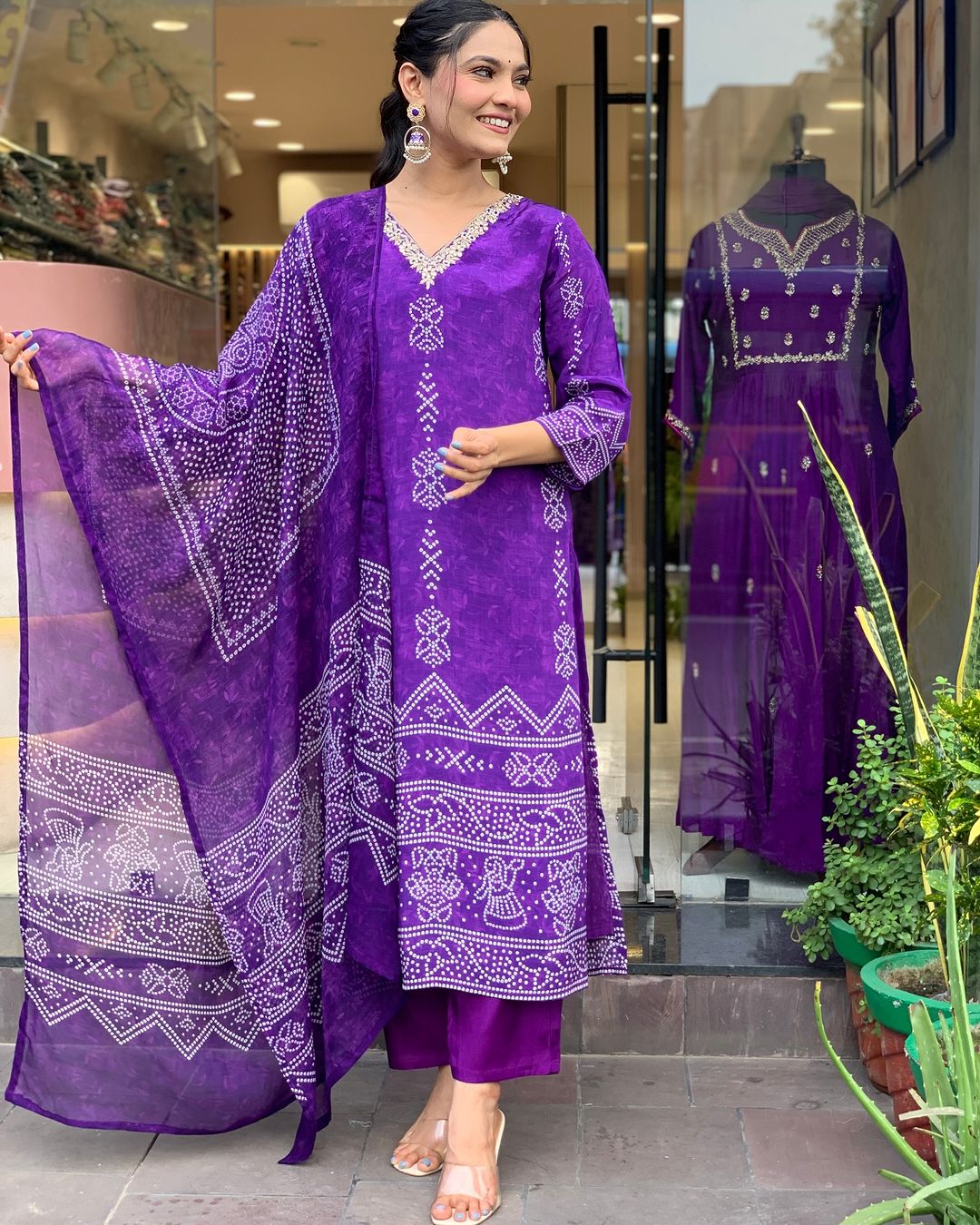 Crepe Chinon Festive Kurti Set