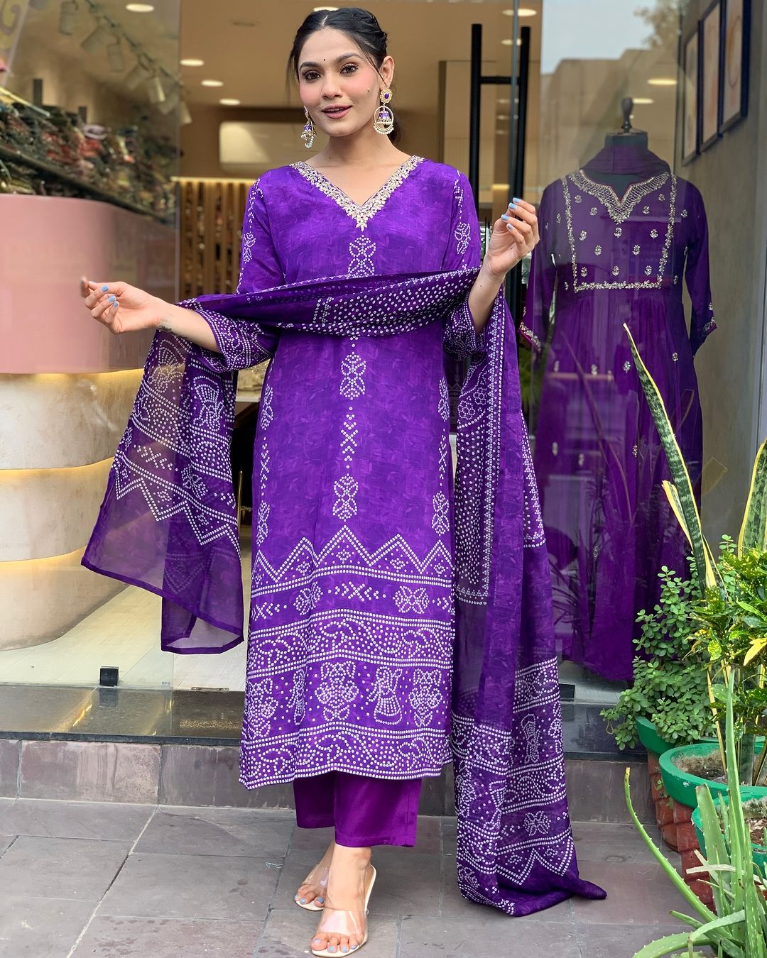 Crepe Chinon Festive Kurti Set