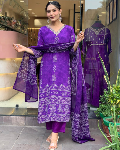 Crepe Chinon Festive Kurti Set
