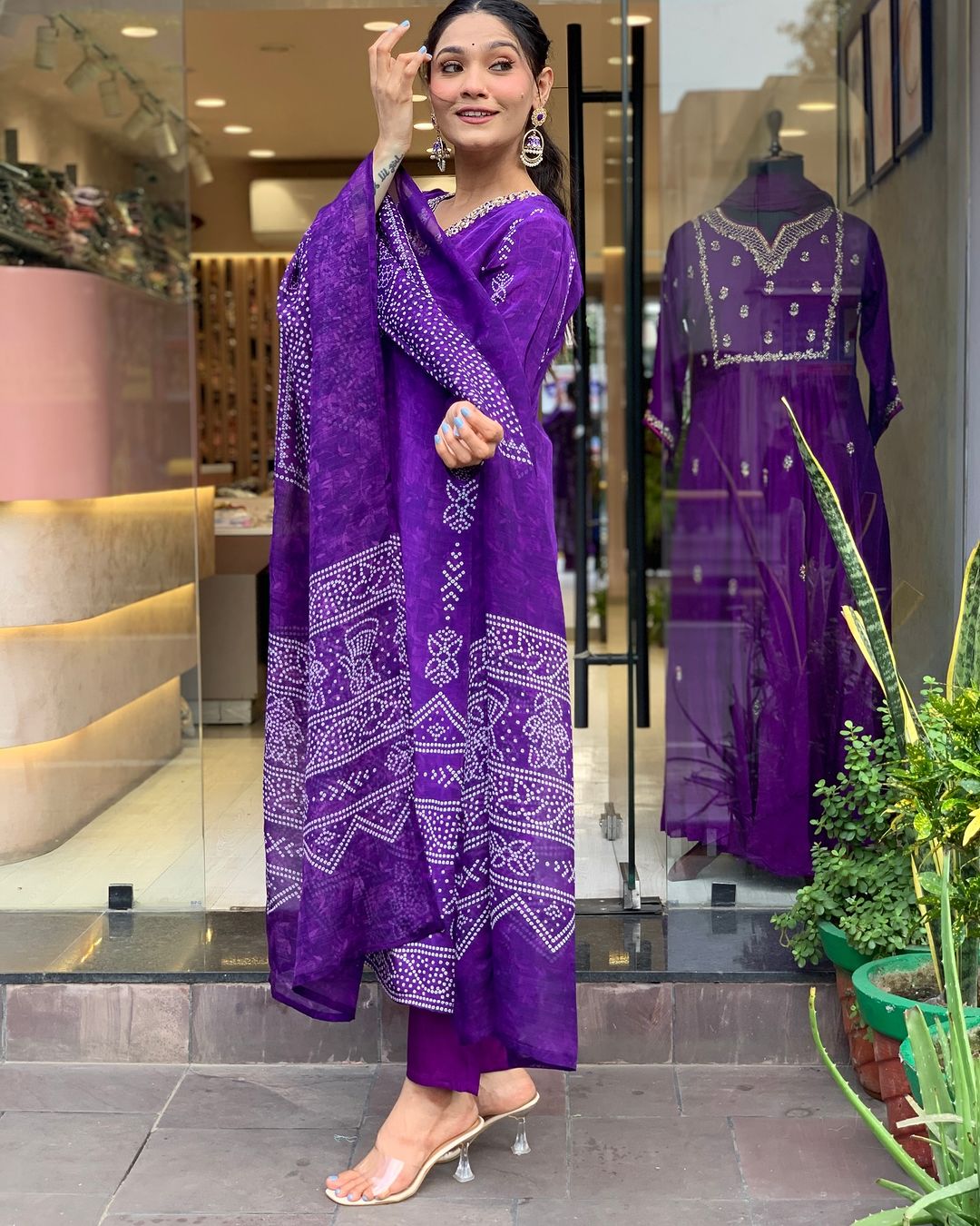 Crepe Chinon Festive Kurti Set