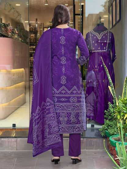 Crepe Chinon Festive Kurti Set