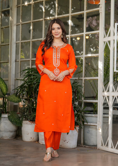 Chanderi Jacquard Festive Kurti Set