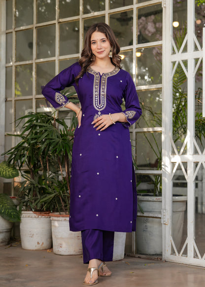 Chanderi Jacquard Festive Kurti Set