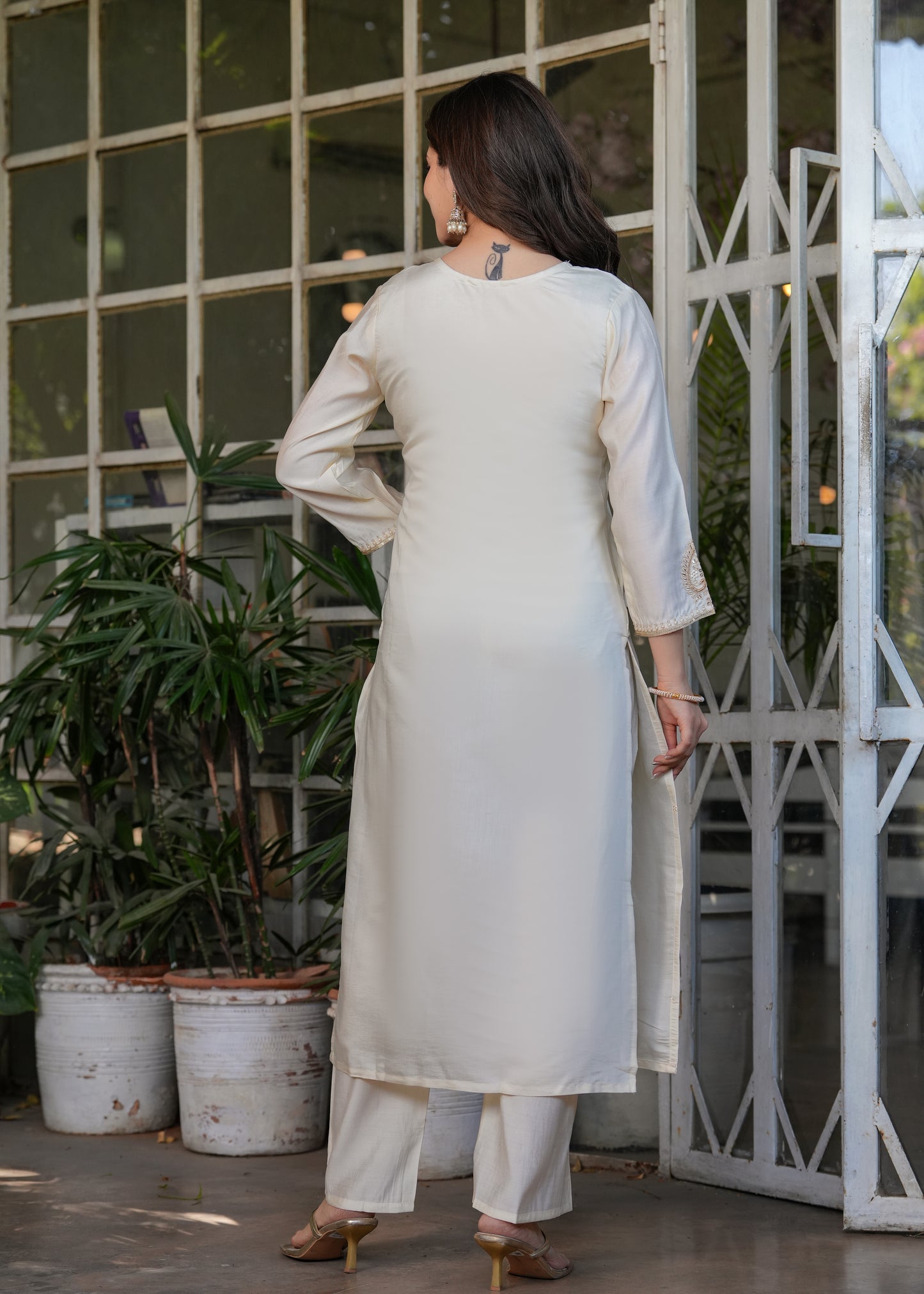 Chanderi Jacquard Festive Kurti Set