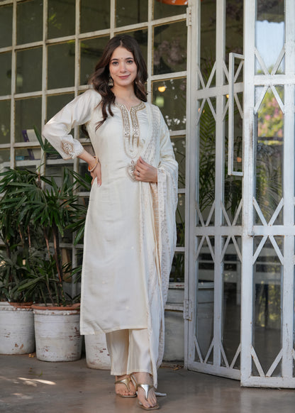 Chanderi Jacquard Festive Kurti Set