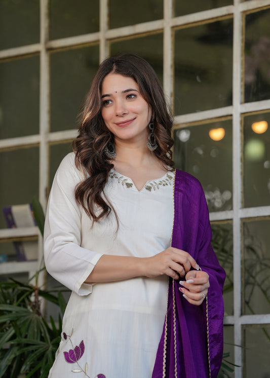 Rayon Chinon Festive Kurti Set