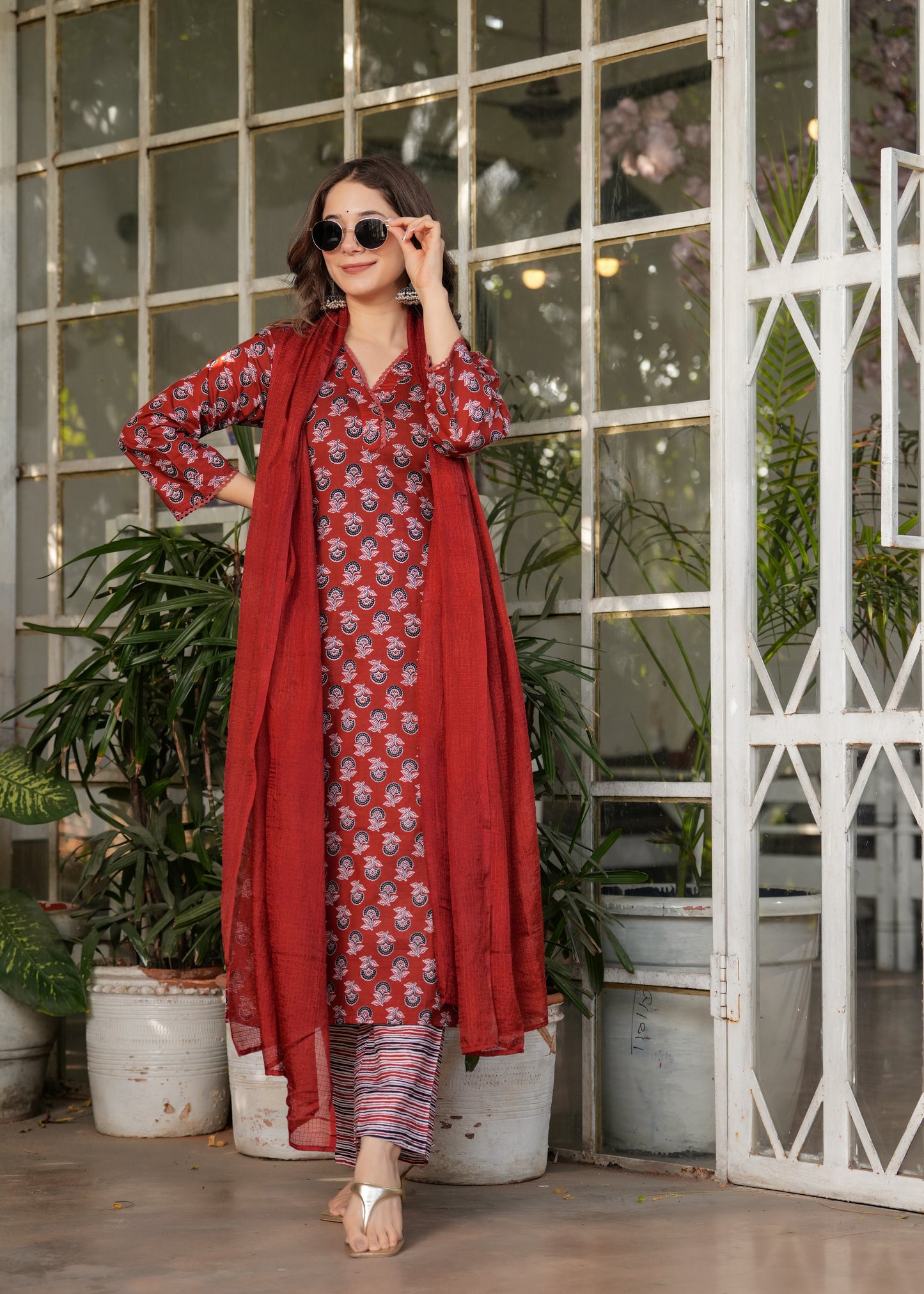 Cotton Silk Kota Festive Kurti Set