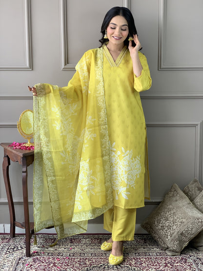 Muslin Cotton Chanderi Kurti Set