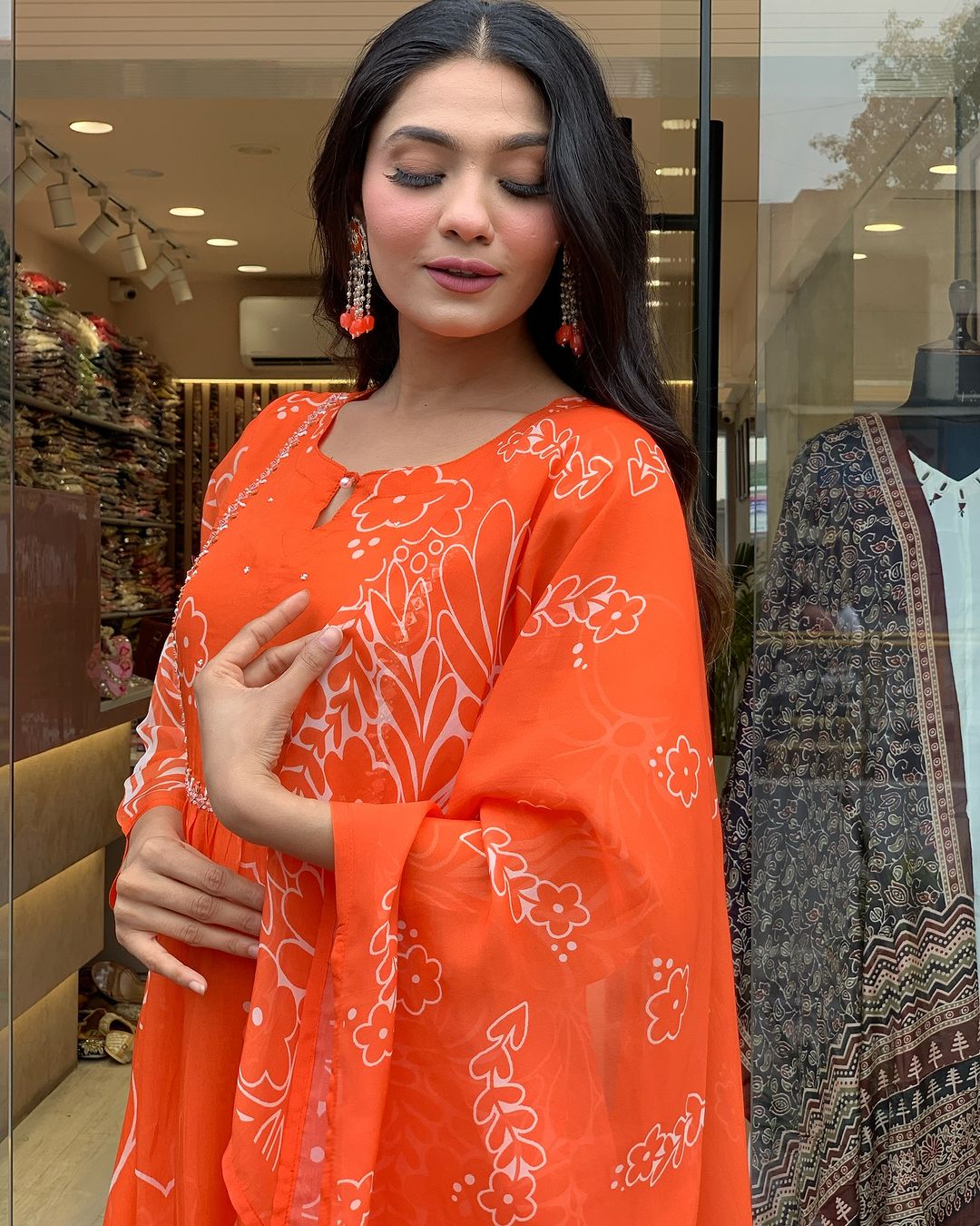 Georgette Gadhval Festive Kurti Set