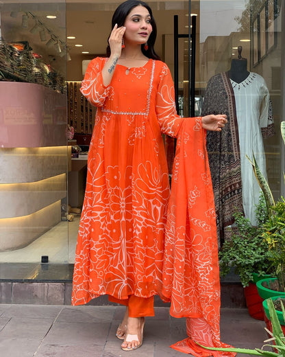 Georgette Gadhval Festive Kurti Set