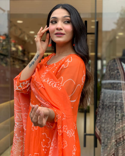 Georgette Gadhval Festive Kurti Set