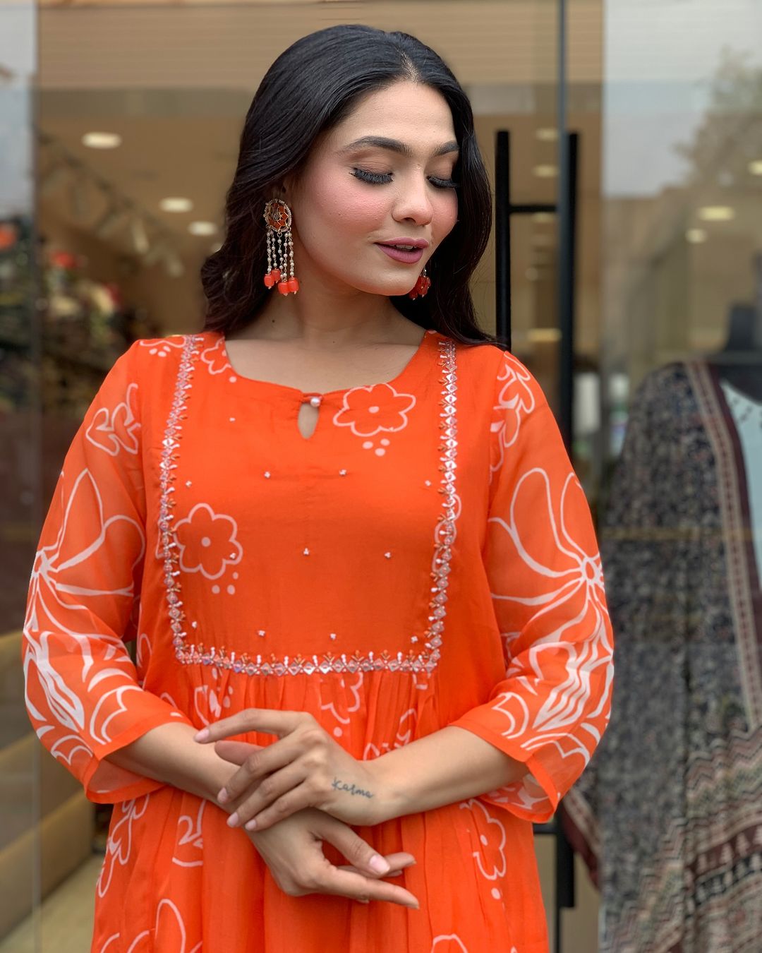 Georgette Gadhval Festive Kurti Set