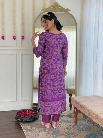 Crepe Gadhval Chinon Kurti Set