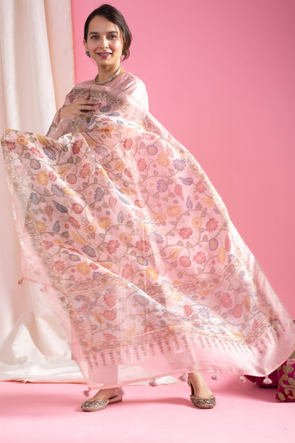 Chanderi Tabby Organza Kurti Set