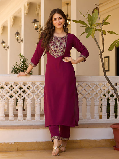 Rayon Chinon Festive Kurti Set