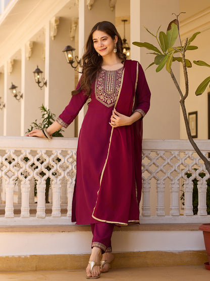 Rayon Chinon Festive Kurti Set