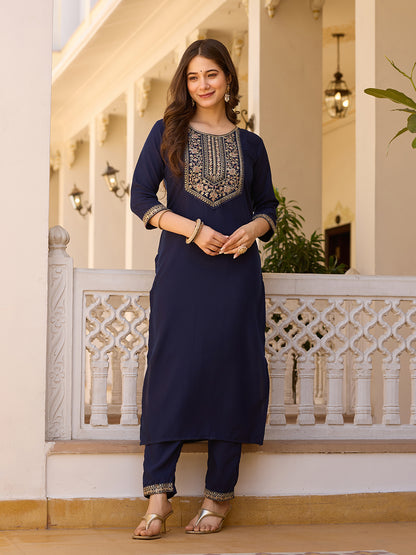 Rayon Chinon Festive Kurti Set