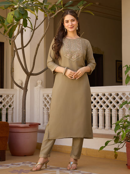 Rayon Chinon Festive Kurti Set