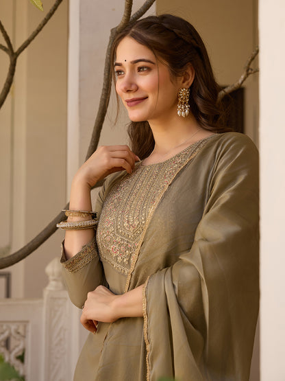 Rayon Chinon Festive Kurti Set