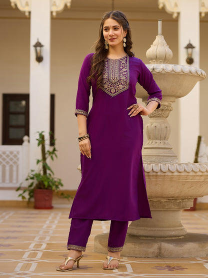 Rayon Chinon Festive Kurti Set