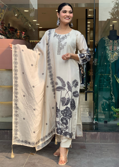 Chinnon Silk Gadhwal Chinon Kurti Set