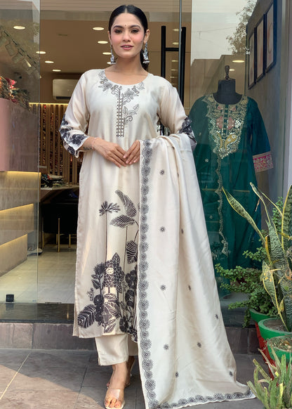 Chinnon Silk Gadhwal Chinon Kurti Set