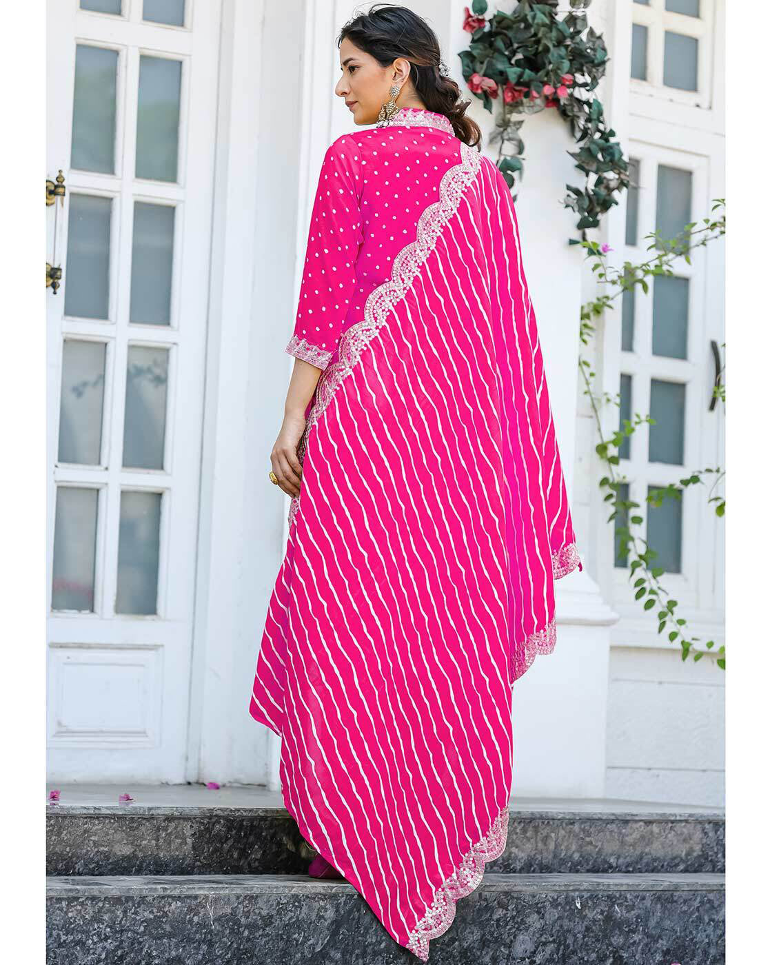 Pink Chanderi Muslin Kurti Set