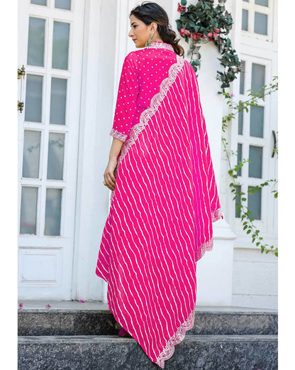 Pink Chanderi Muslin Kurti Set