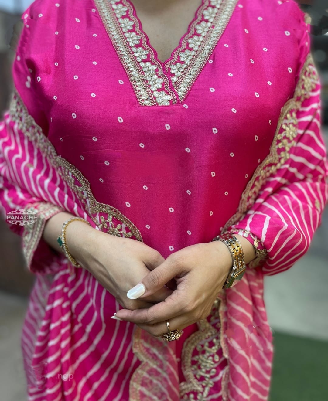 Pink Chanderi Muslin Kurti Set