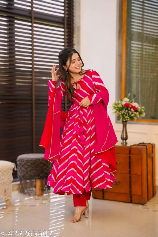 Muslin Chanderi Chinon Kurti Set